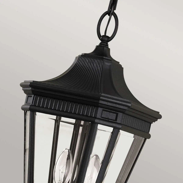 Zewnętrzna LAMPA wisząca Cotswold FE-COTSLN8-M-BK Elstead FEISS szklana OPRAWA industrialna latarenka zwis IP23 czarny przezroczysty