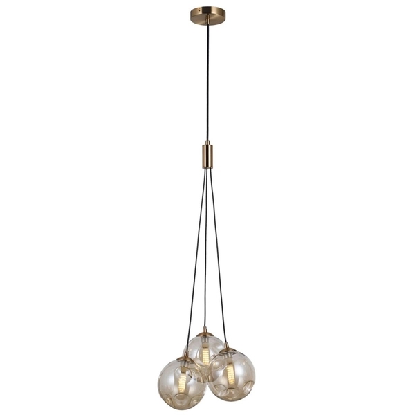 Lampa wisząca do jadalni Perlos PND-54456-3-HB-AMB Italux kule mosiądz