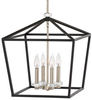 Lampa wisząca QN-STINSON-4P-L-BK na łańcuchu nikiel czarna