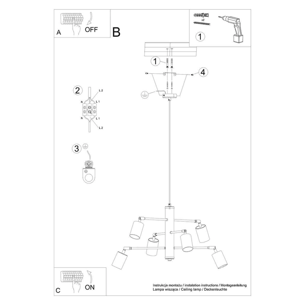 Żyrandol Lemmi SL.1206 do jadalni tuby sople biały