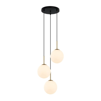 Kulista lampa zwisająca Deore PND-5578-3S-BRO-BK Italux szklana biała złota czarna