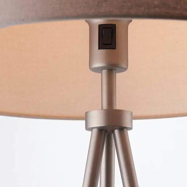 Podłogowa lampa na trójnogu Tri 66987 z abażurem nikiel szary