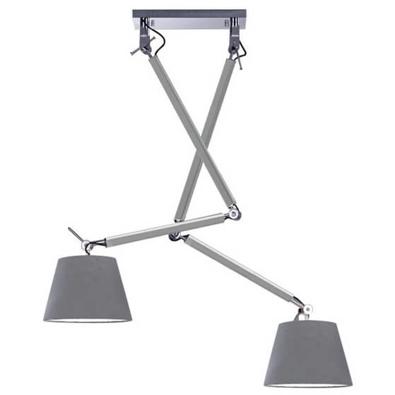 Regulowana lampa wisząca Zyta do sypialni aluminium szara