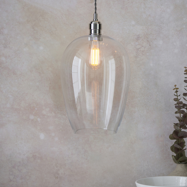 Szklana lampa wisząca L&-1102678 Light& nas wyspę nowoczesna nikiel