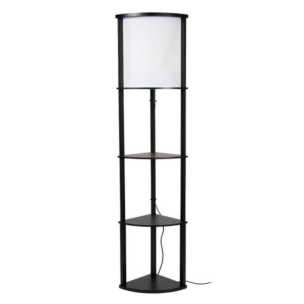 Podłogowa lampa półka Menno 44798/81/30 MDF czarna beżowa