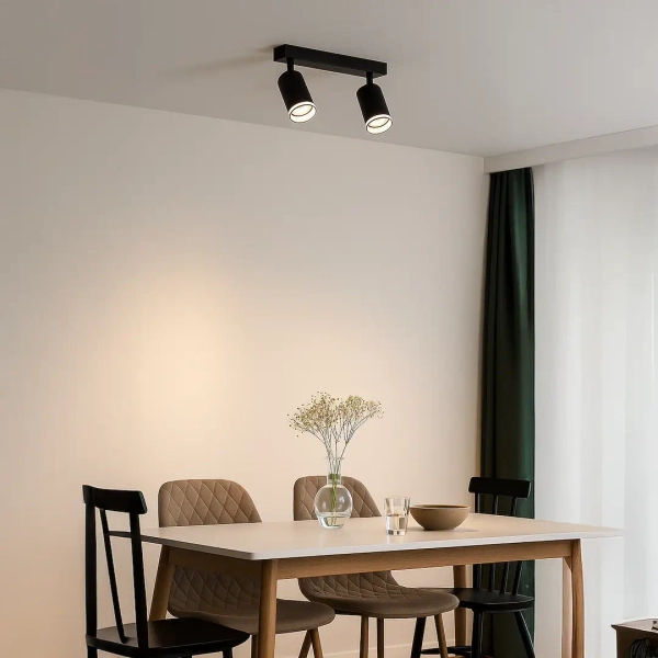 Podwójna sufitowa lampa Pipe Ring Spot ML2069 na listwie czarny