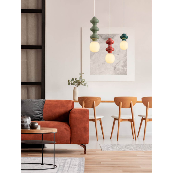 Wisząca lampa do sypialni VILROSA LE44558 z ceramiki koralowa biała