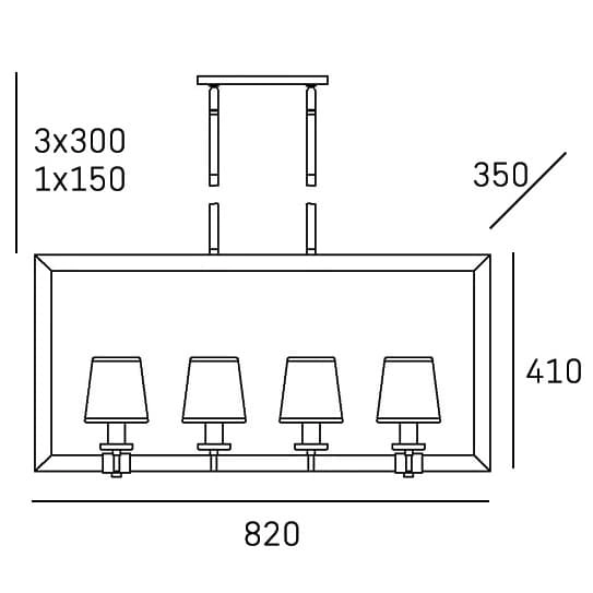Wisząca lampa 8-punktowa London p08038ch-bk Cosmolight metal tkanina srebrna czarna