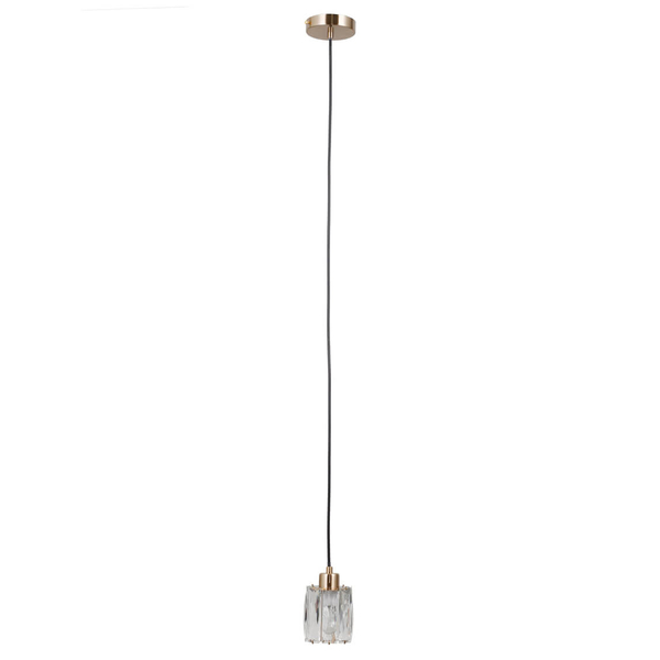 Szklana lampa wisząca Torno PND-40813-1-HBR tuba złoty przezroczysty
