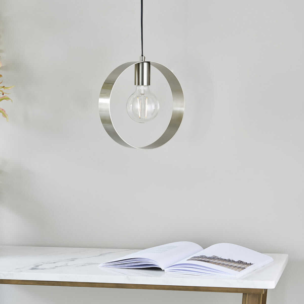 Minimalistyczna lampa wisząca nad stół Hoop 90454 Endon nikiel