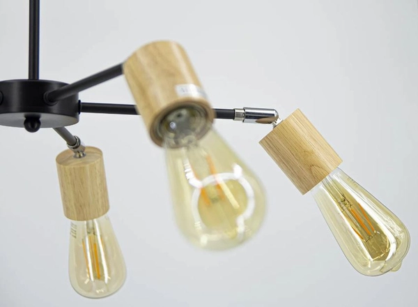 5-ramienna lampa sufitowa Fabio 1981/5 salonowa czarna drewno