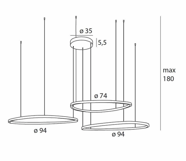 Pierścieniowa lampa wisząca CAYENNE P0604D LED 130W 3000K miedziana