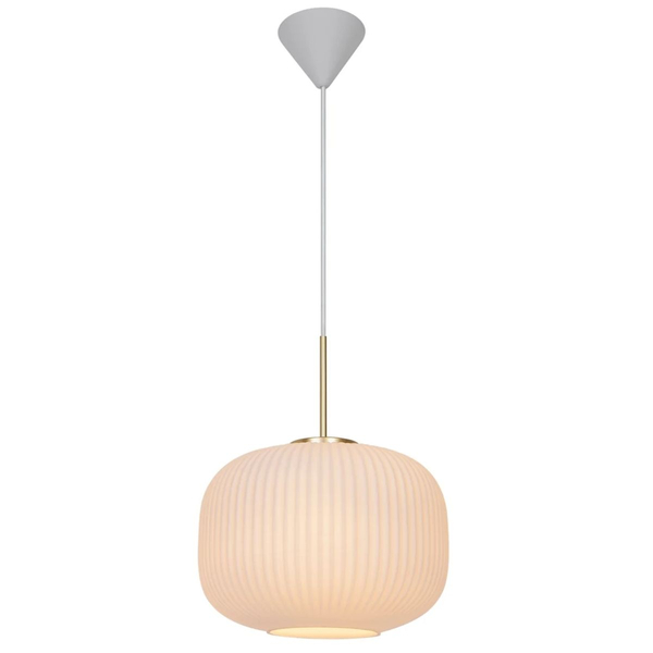 Retro lampa wisząca Milford 2213213001 Nordlux zwis biały mosiądz