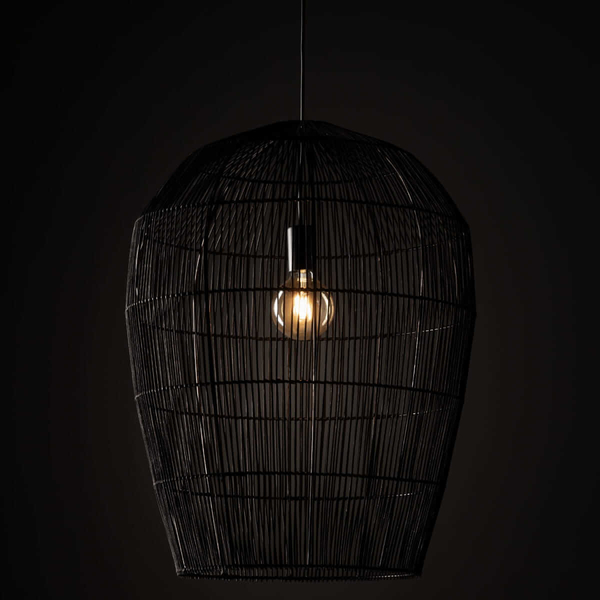 Lampa wisząca Haiti 11168 japandi klatka siatka kosz bambusowa czarna