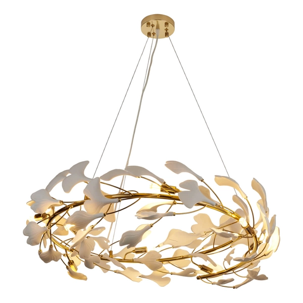 Wisząca lampa BOTANIKA XY080P-80 Step do jadalni glamour biała złota