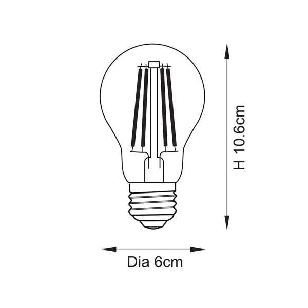 Klasyczne żarówki GLS E27 112815 LED 8W 2700K ściemnialne przezroczyste