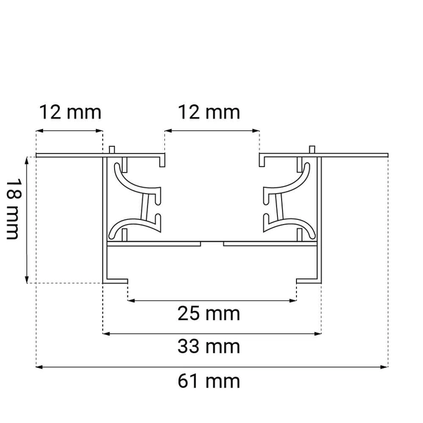 Szyna podtynkowa 1-faz 6339 BROSline 1,9m metalowa czarna