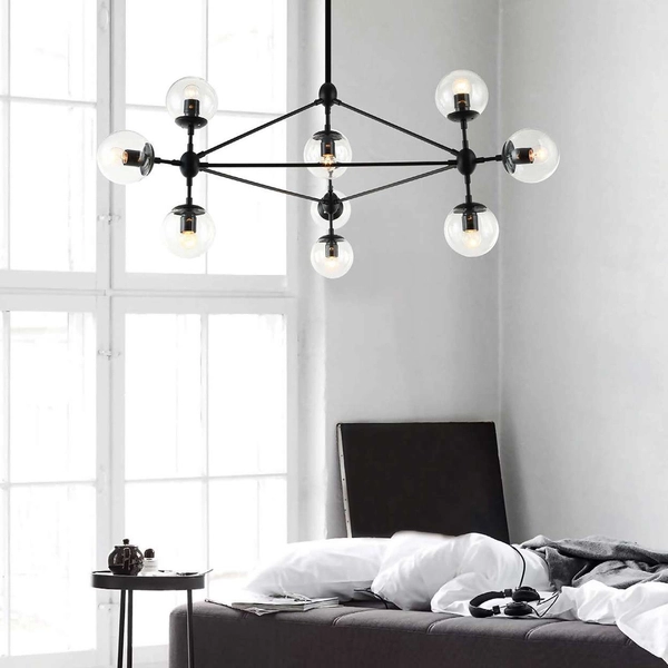 Żyrandol LAMPA wisząca Bao Nero Clear Orlicki Design metalowa OPRAWA industrialna ZWIS kule balls molekuły loft przezrocz