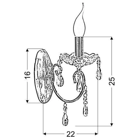 Ścienna lampa AURORA 21-96121 pałacowa z kryształkami glamour chrom