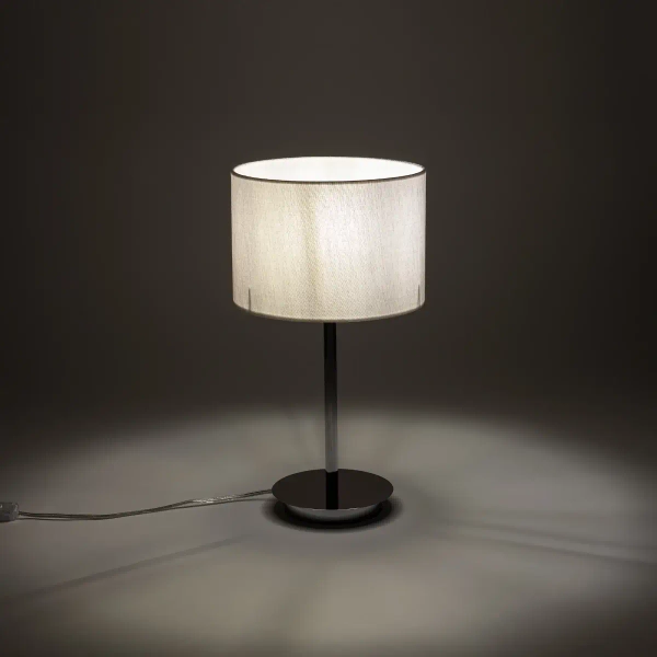 Stołowa lampa z abażurem HOTEL MOOD 11778 tkaninowa beżowa chrom
