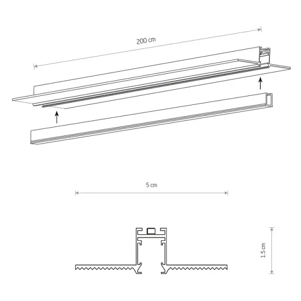 Podtynkowy szynoprzewód 1-obwodowy 2M 11731 czarny