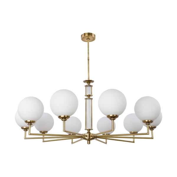 Żyrandol okrągły ze szkła Artu Glass ART-ZW-10 (P) G biały mosiądz