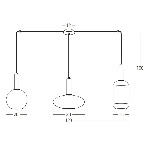 Potrójna wisząca lampa 22151 kule szklane białe złote