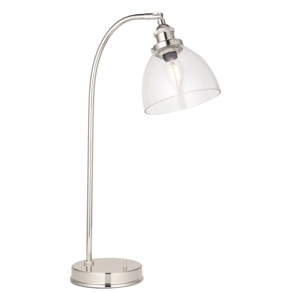 Vintage lampa stołowa L&-197590 Light& ze szklanym kloszem nikiel