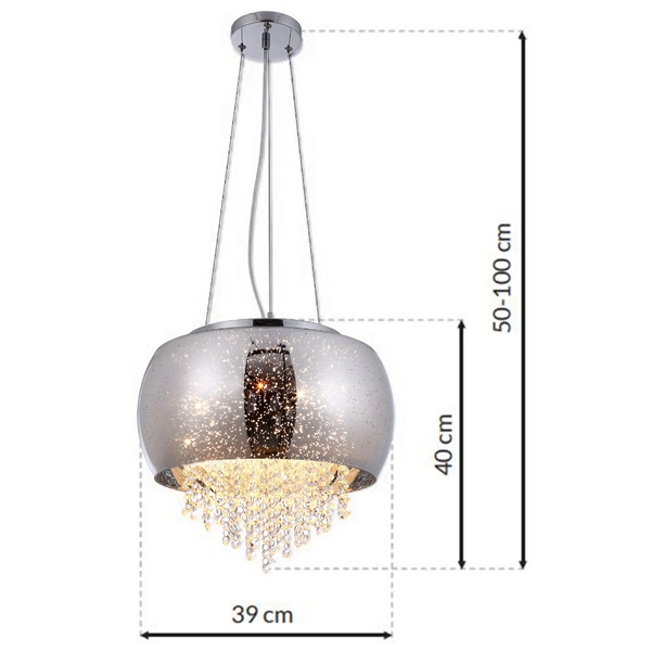 LAMPA wisząca STARLIGHT ML241 Milagro szklana OPRAWA glamour ZWIS z kryształkami galaktyka crystal chrom