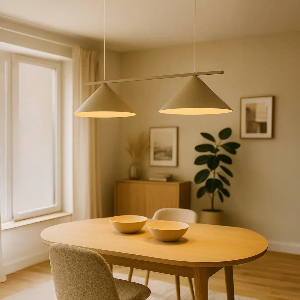 Podwójna wisząca lampa Capital MLP2472 stożek regulowana beżowy