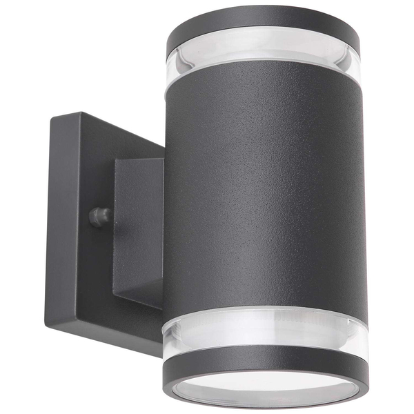 Elewacyjna LAMPA ścienna ALCALA 32063-2A Globo metalowa OPRAWA zewnętrzna KINKIET outdoor tuba IP44 antracyt przezroczysta