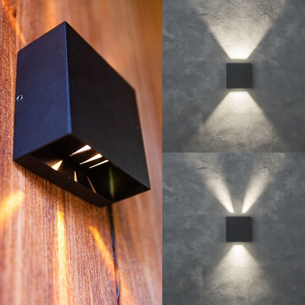 Elewacyjna LAMPA zewnętrzna GEMINI BEAMS 5104005118 Lutec metalowa OPRAWA kinkiet LED 10W 4000K kwadratowy IP54 szary