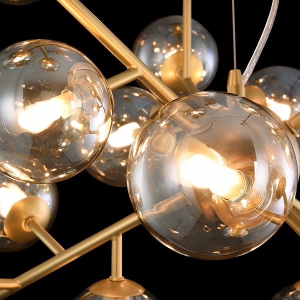 LAMPA wisząca DALLAS MOD545PL-24G Maytoni modernistyczna LAMPA szklany ZWIS molekuły kule balls złote bursztynowe
