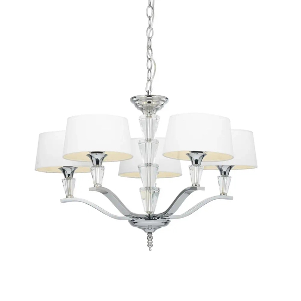 Lampa wisząca z abażurkami Fiennes FIENNES-5NI na łańcuchu chrom biały