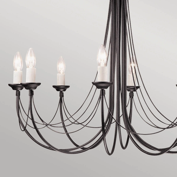 Świecznikowy żyrandol Carisbrooke CB8-BLACK Elstead metalowy biały czarny