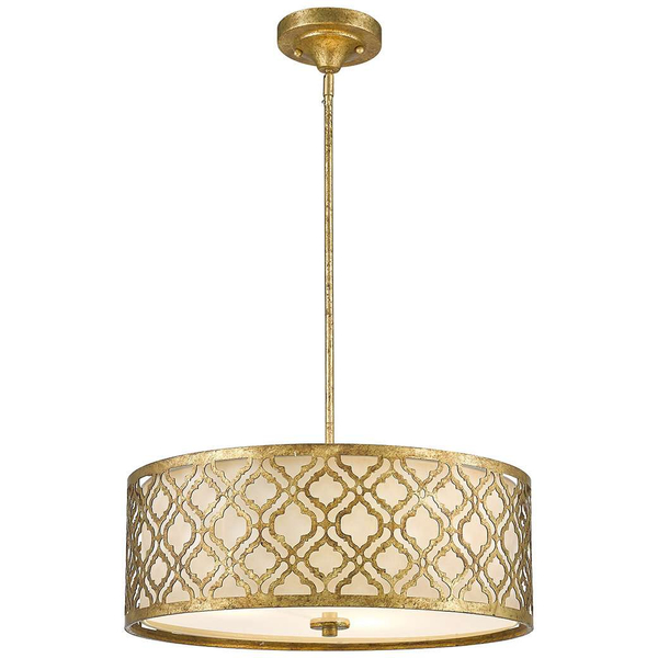 LAMPA wisząca GN-ARABELLA-P-L Elstead GILDED NOLA okrągła OPRAWA abażurowy zwis na łańcuchu we wzory złoty biały