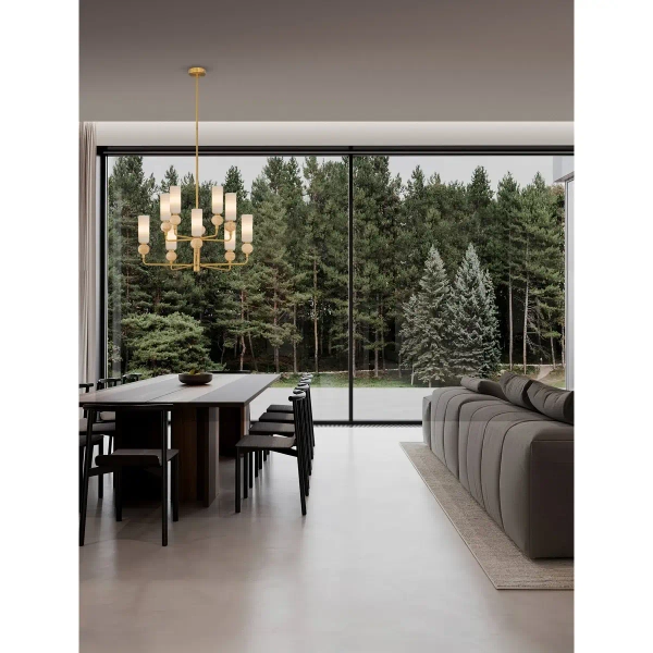 Metalowy żyrandol glamour CORVIZO LE45277 do salonu złoty biały