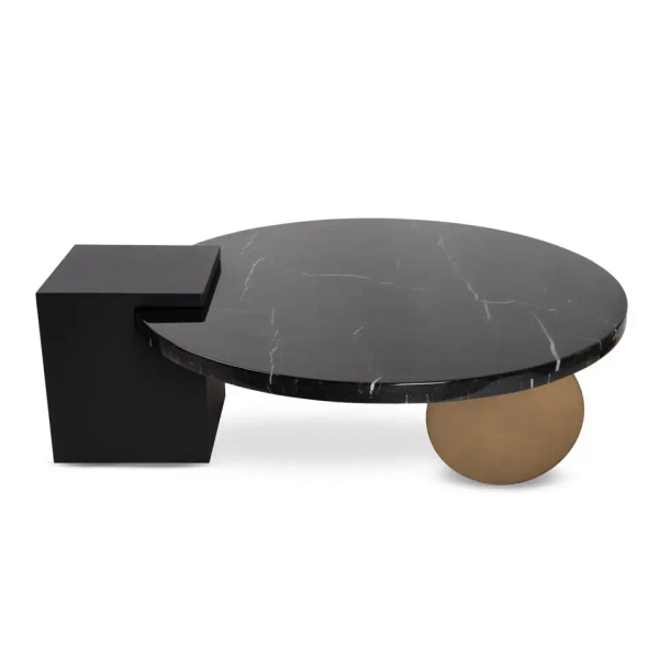 Marmurowy stolik DANTE MM001501100375 czarny złoty do salonu 110cm