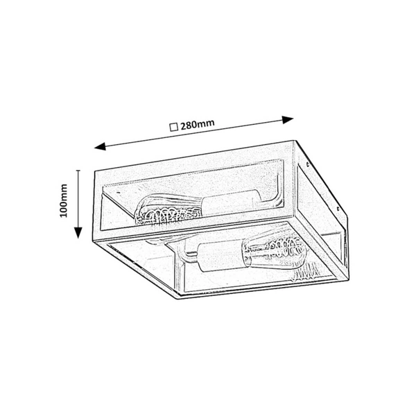 Kwadratowa lampa sufitowa na taras Zaton 7070 szklana IP23 czarna