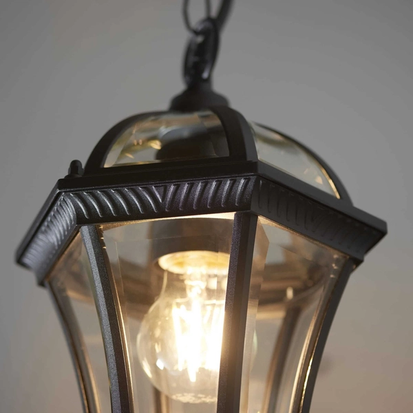 Lampa wisząca latarnia Drayton YG-3503 Endon IP44 przezroczysty czarny