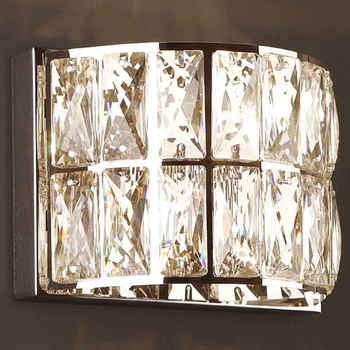 Kinkiet LAMPA ścienna DIAMANTE W0204 Maxlight szklana OPRAWA półokrągła z kryształkami crystal przezroczysta