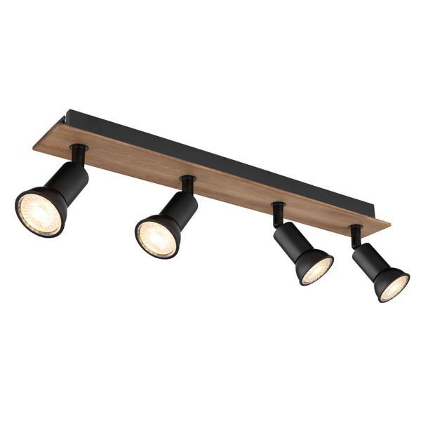 Nasufitowa lampa Drew 57998-4W spot do kuchni drewno czarny