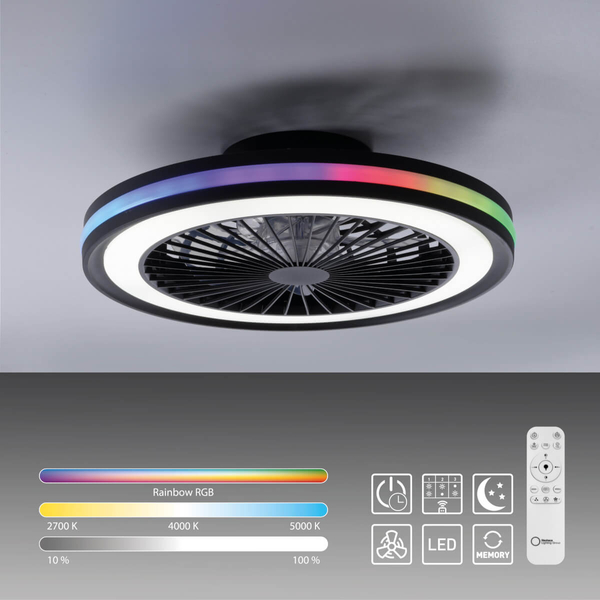 Plafon na pilot Brandon 14649-18 Just Light LED 36+5W 2700-5000K+RGB czarny