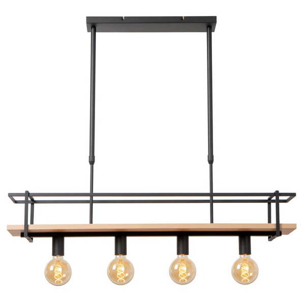 Lampa wisząca nad wyspę Milonga 21432/04/30 metal drewno czarna