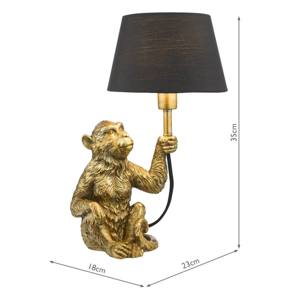 Stołowa lampka z abażurem Zira ZIR4235 małpka metalowa złota