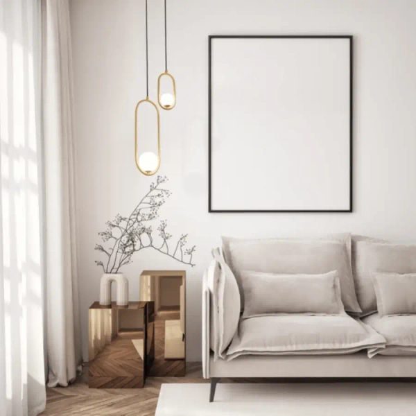 Wisząca lampa do salonu 23135 kula szklana złoty biały