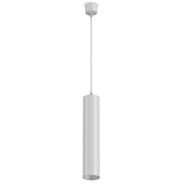 Zwisowa lampa nad wyspę metalowa tubka biała Focus OUTLET