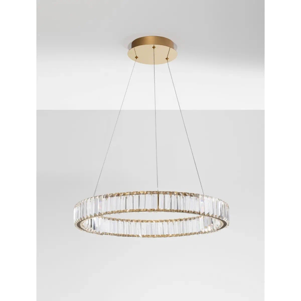 Wisząca lampa kryształowa Bauta okrągła LED 40W 3500K złota