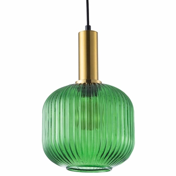 Kulista LAMPA wisząca CUMBRIA 317414 Polux szklany ZWIS plisowany do kuchni loft zielony