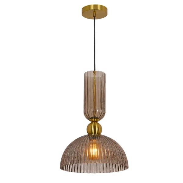 Szklana lampa wisząca Piega LP-939/1P L smoked przydymiona złota